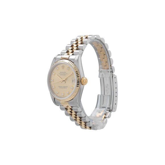 Rolex 68273 Datejust 31mm Two Tone Champagne Diamond Dial Fluted Jubilee Watch - Picture 10 of 10